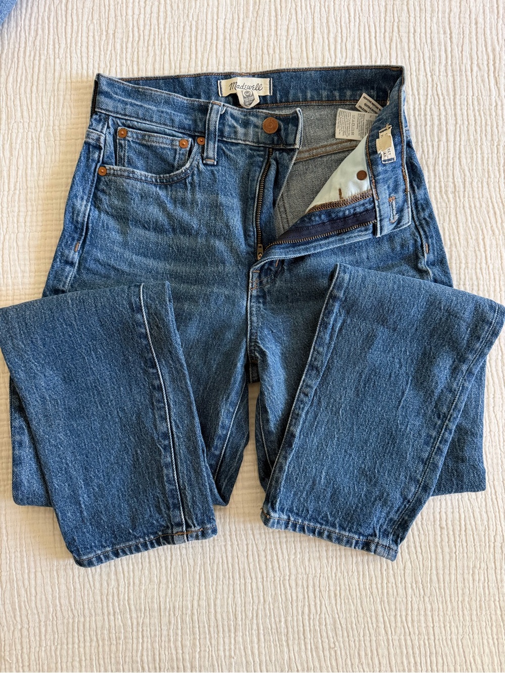 Madewell Medium Blue High-Rise Straight Jeans